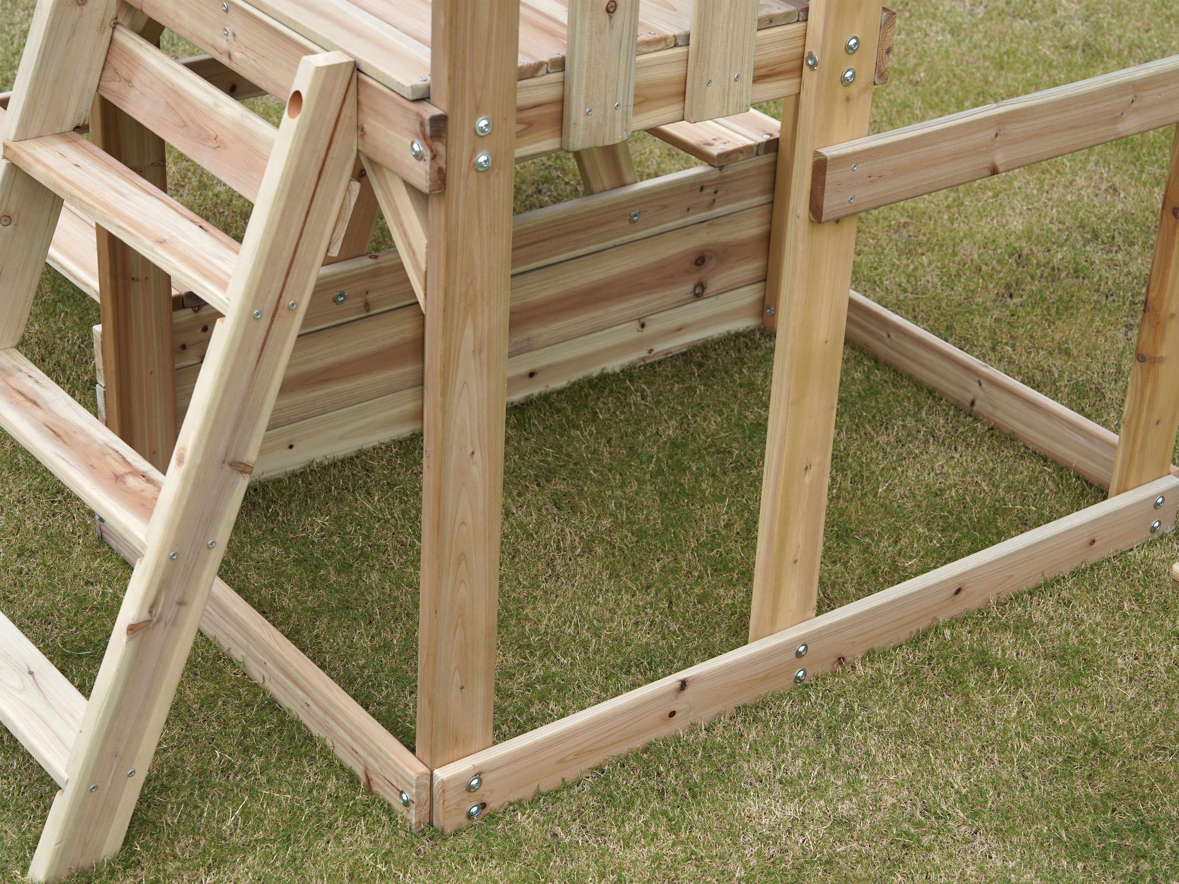 AXI Mette Climbing Frame with Double Swing Set and Picnic Table - Pastel Green Slide