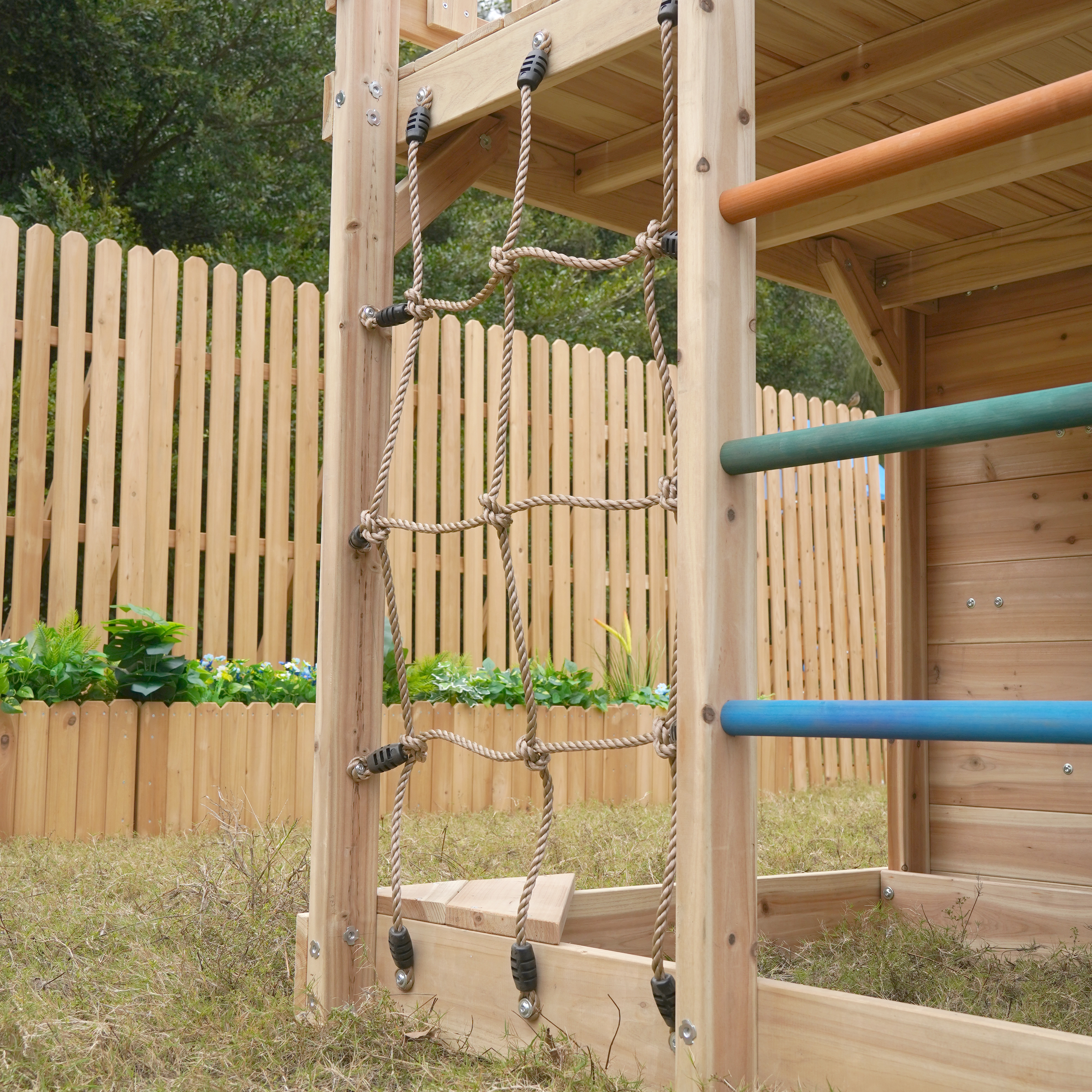 AXI Sam Climbing Frame with Climbing Wall. Climbing Net and Monkey Bars – Pastel Pink Slide