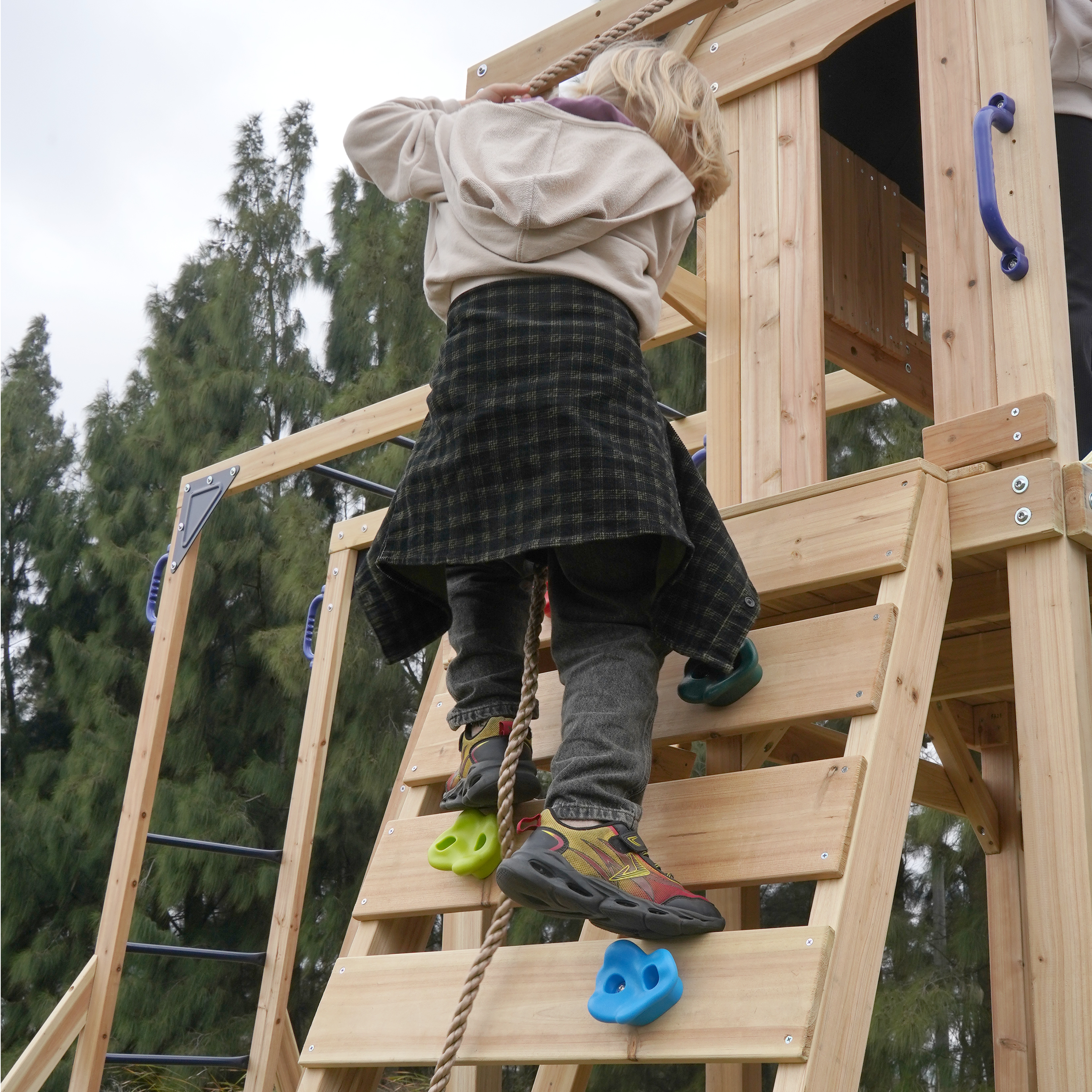 AXI Duncan Climbing Frame with Swings. Climbing Frames and Monkey Bars – Cream Slide