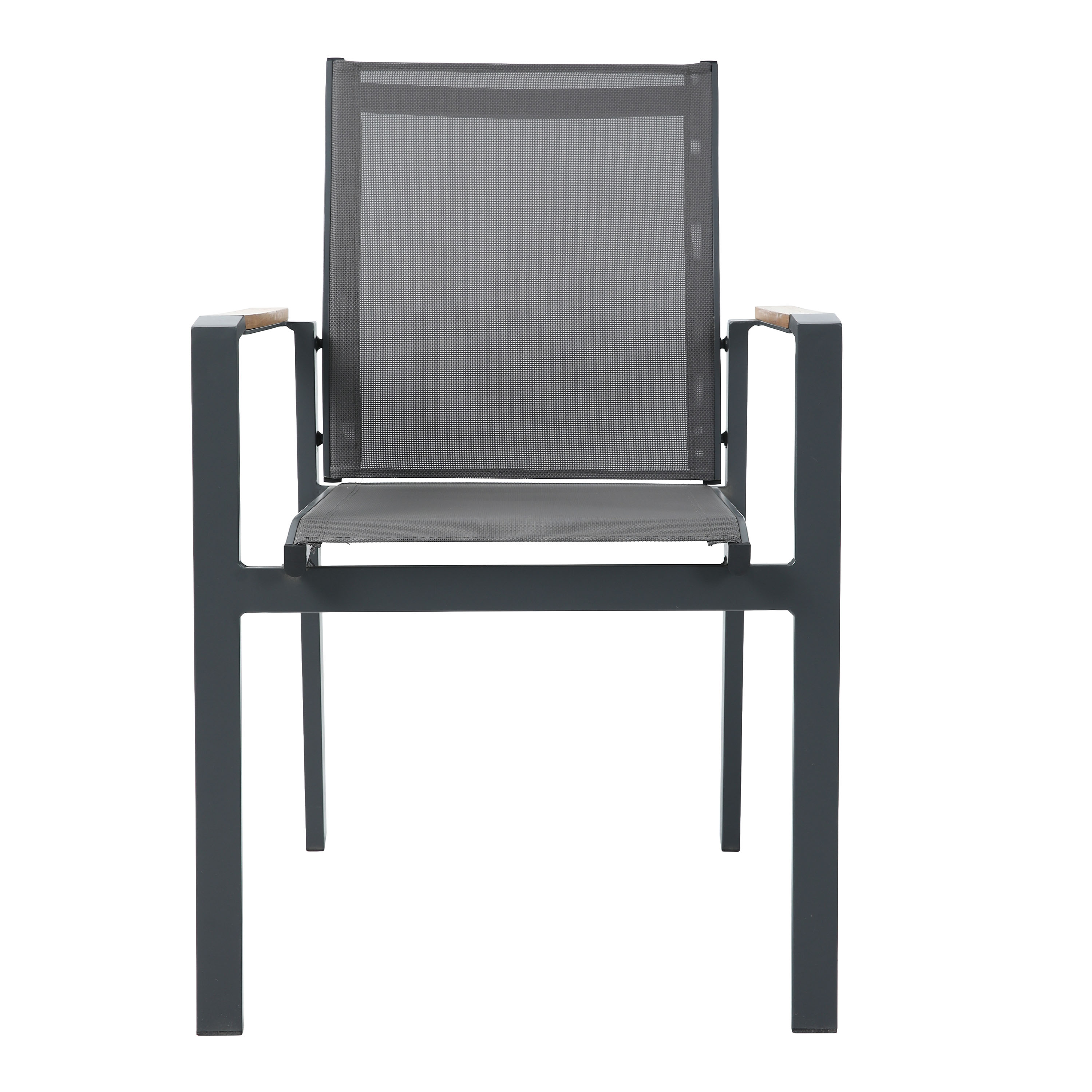 AXI Alva Aluminium Chairs Antracite/Teak – Set 4 pieces