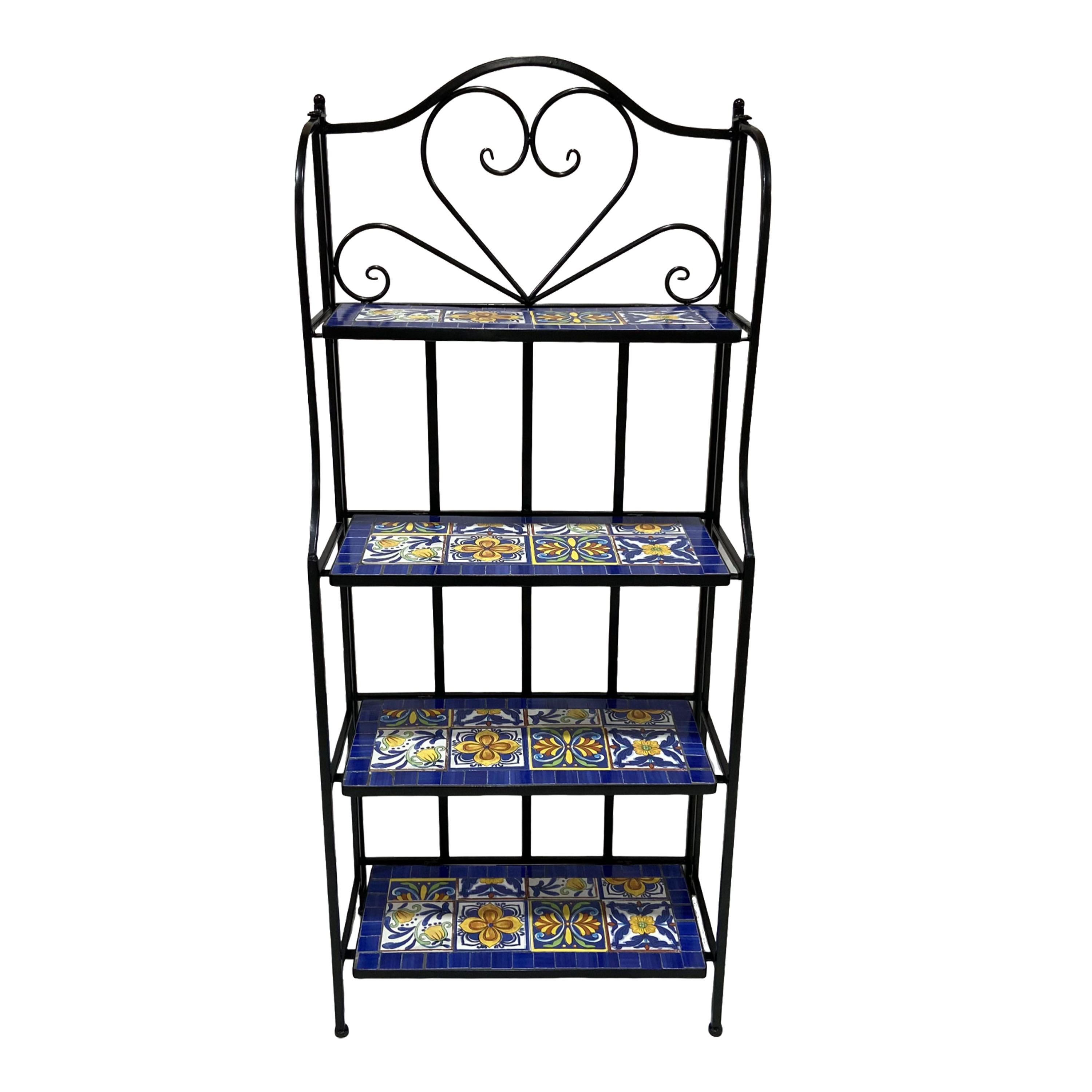 AXI Cleo Metal Plant Stand Mosaic Mediterranean Style – Blue/Yellow