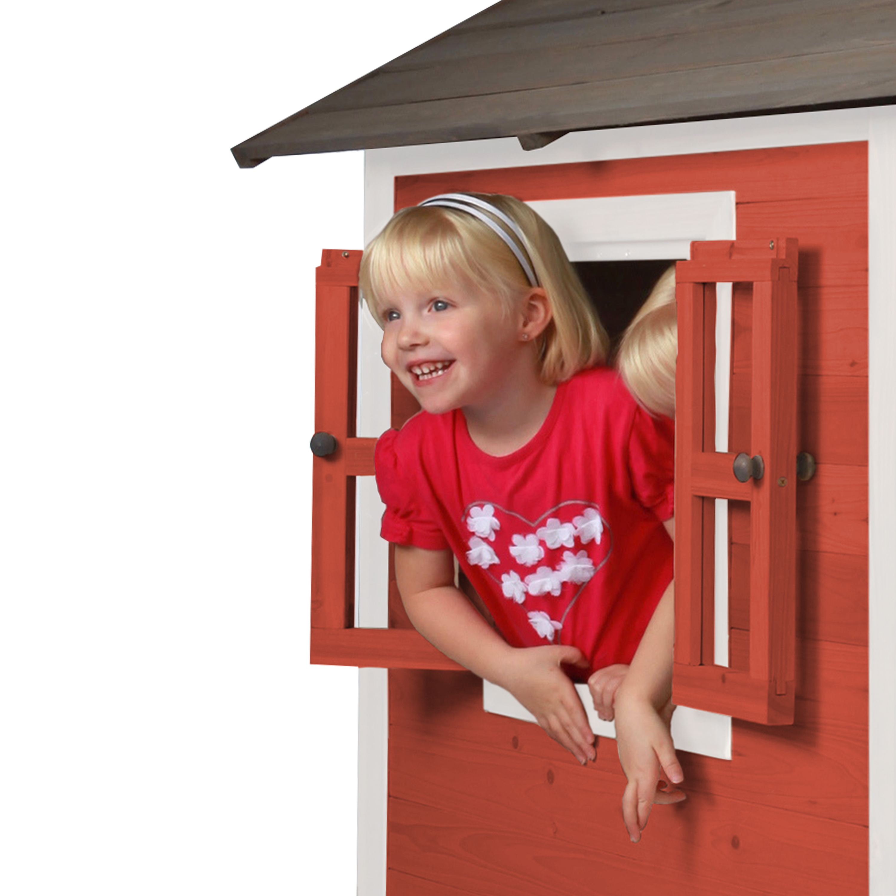 AXI Lodge XL Playhouse Scandinavian Red - White Slide