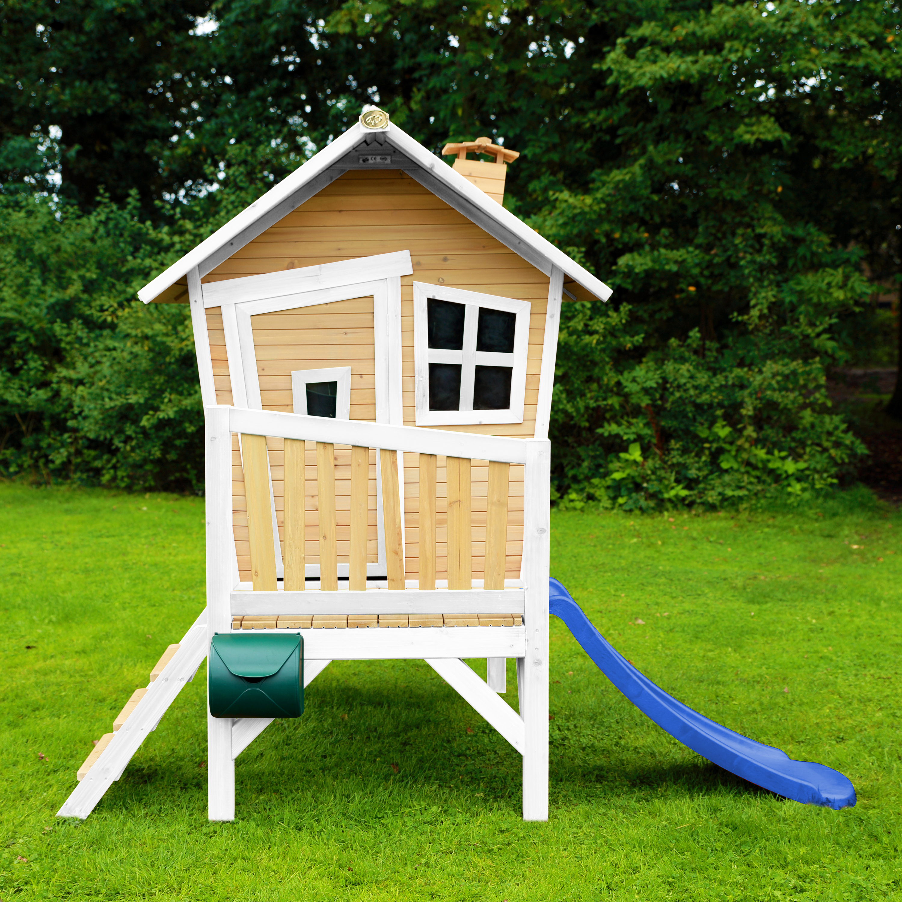 AXI Robin Playhouse Brown/White - Blue Slide