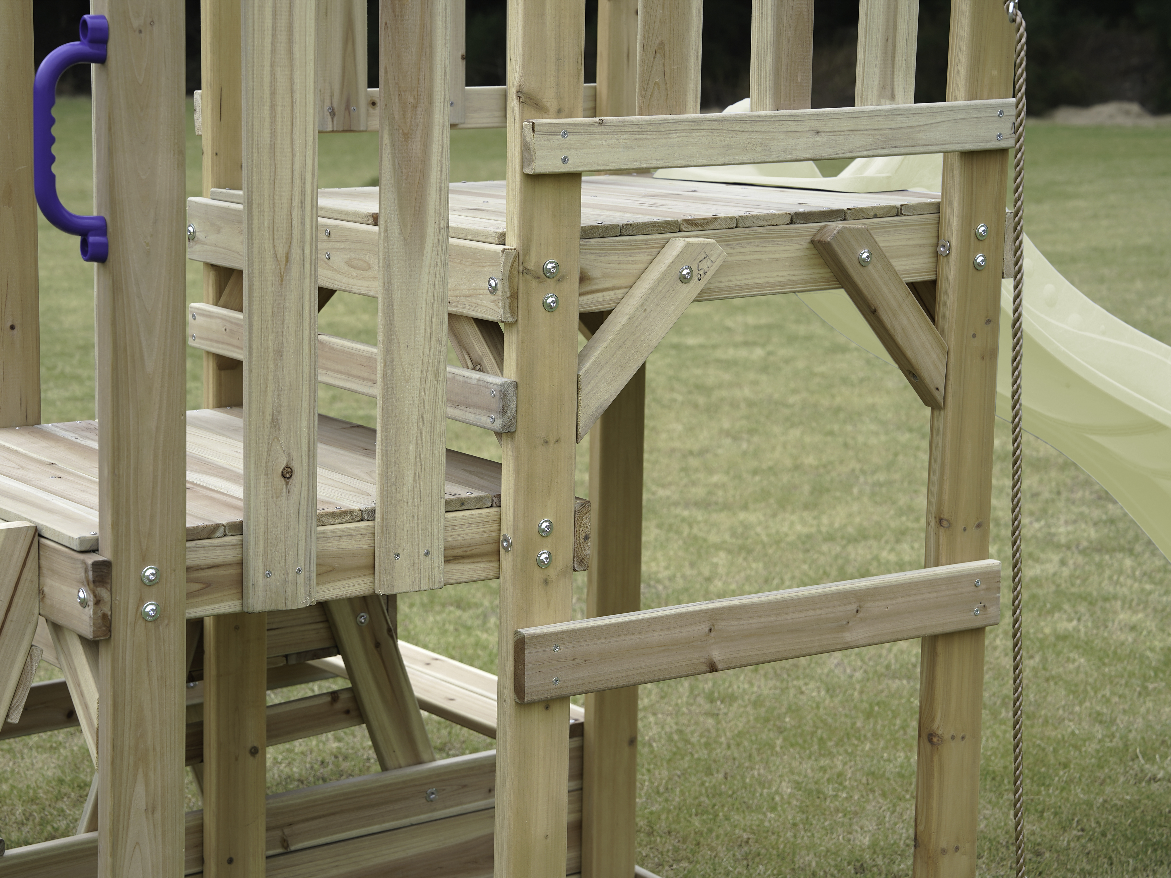 AXI Mette Climbing Frame with Double Swing Set and Picnic Table - Cream Slide