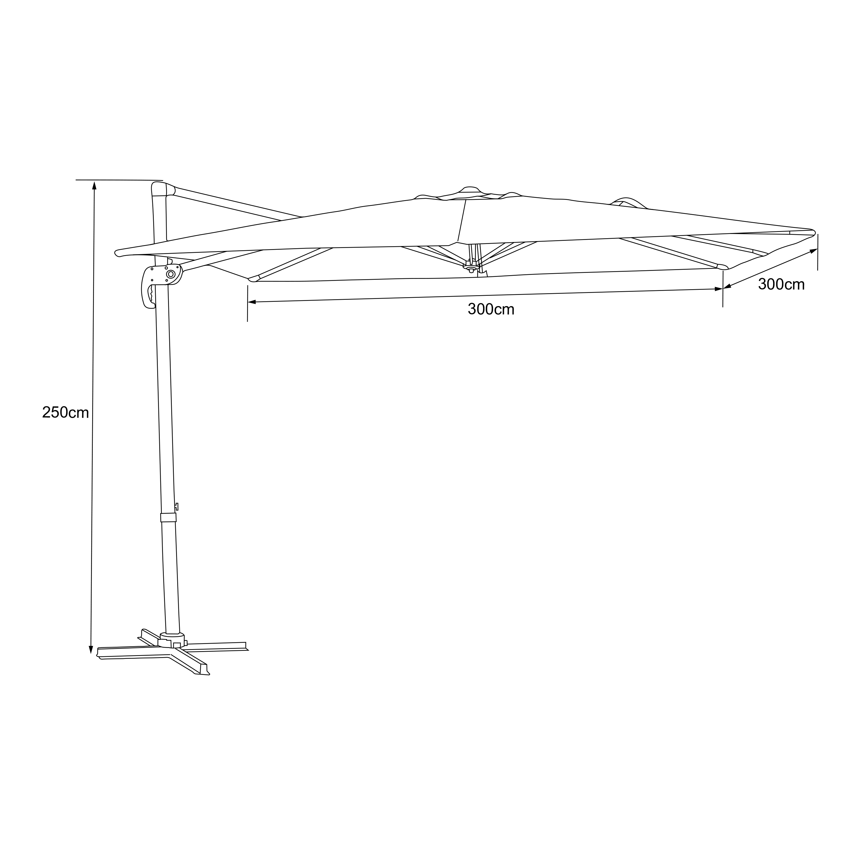 AXI Nima Cantilever Parasol 300x300 cm - Wood-look/Taupe