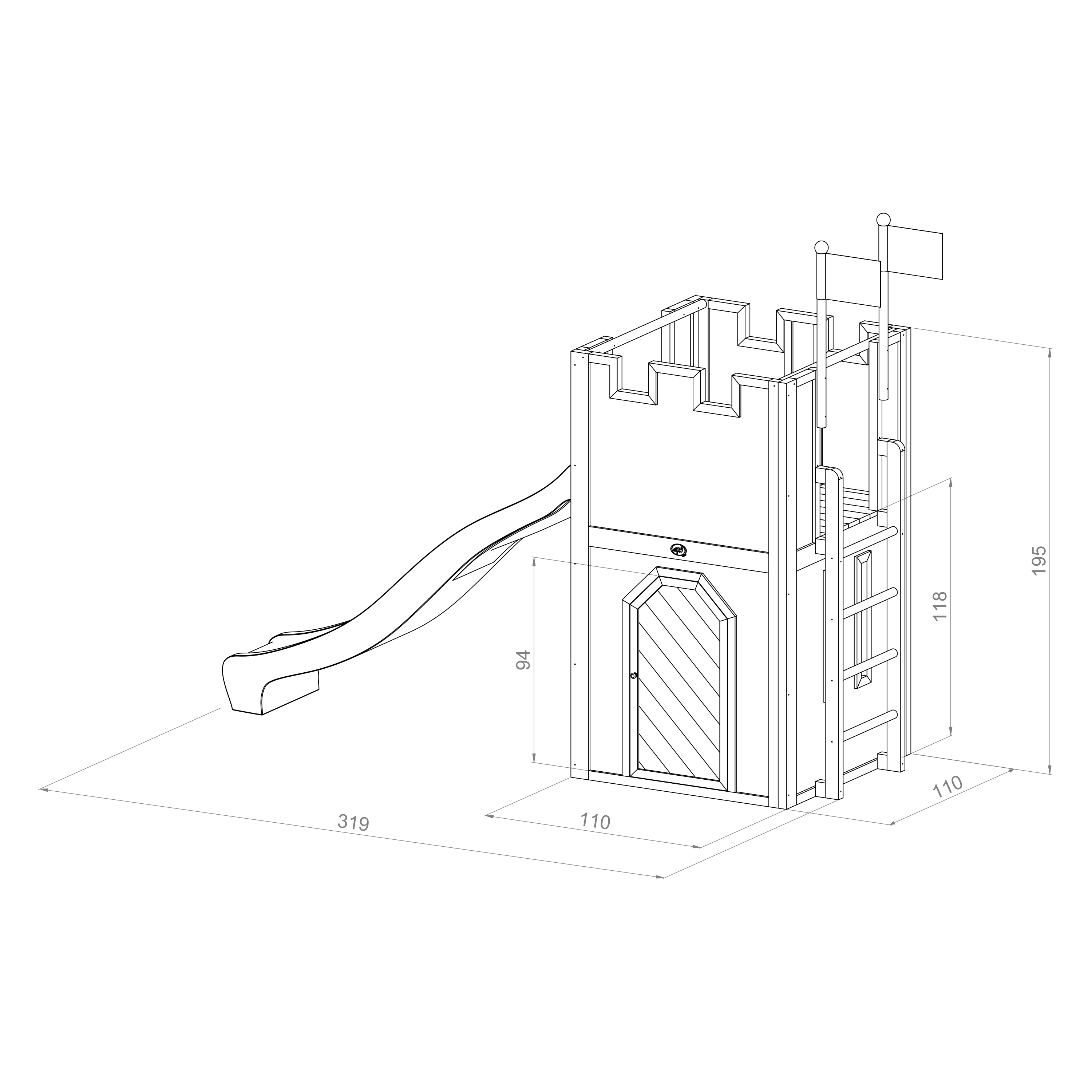 AXI Arthur Playhouse Brown/Red - White Slide