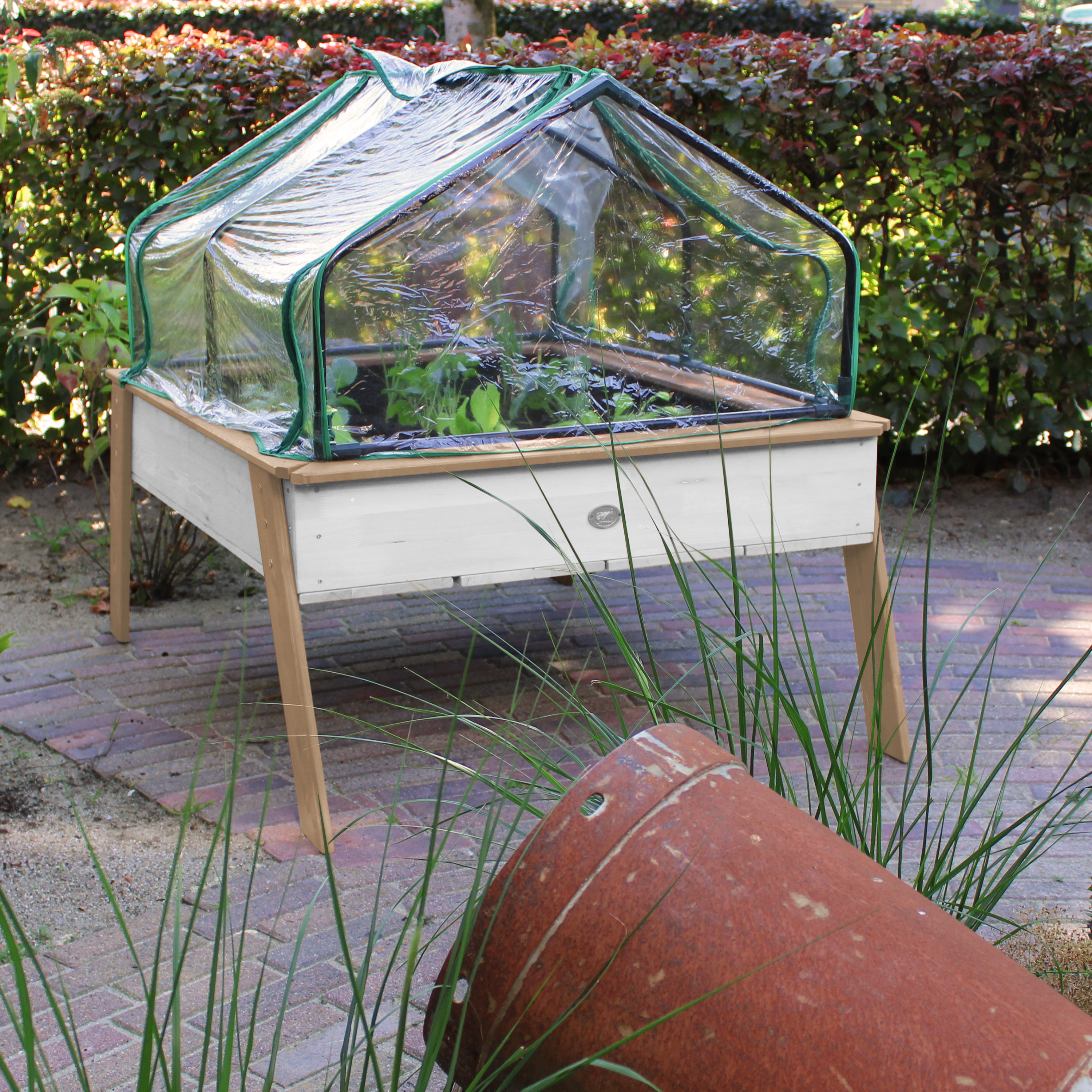 AXI Linda Gardening Table with Greenhouse - Brown/White
