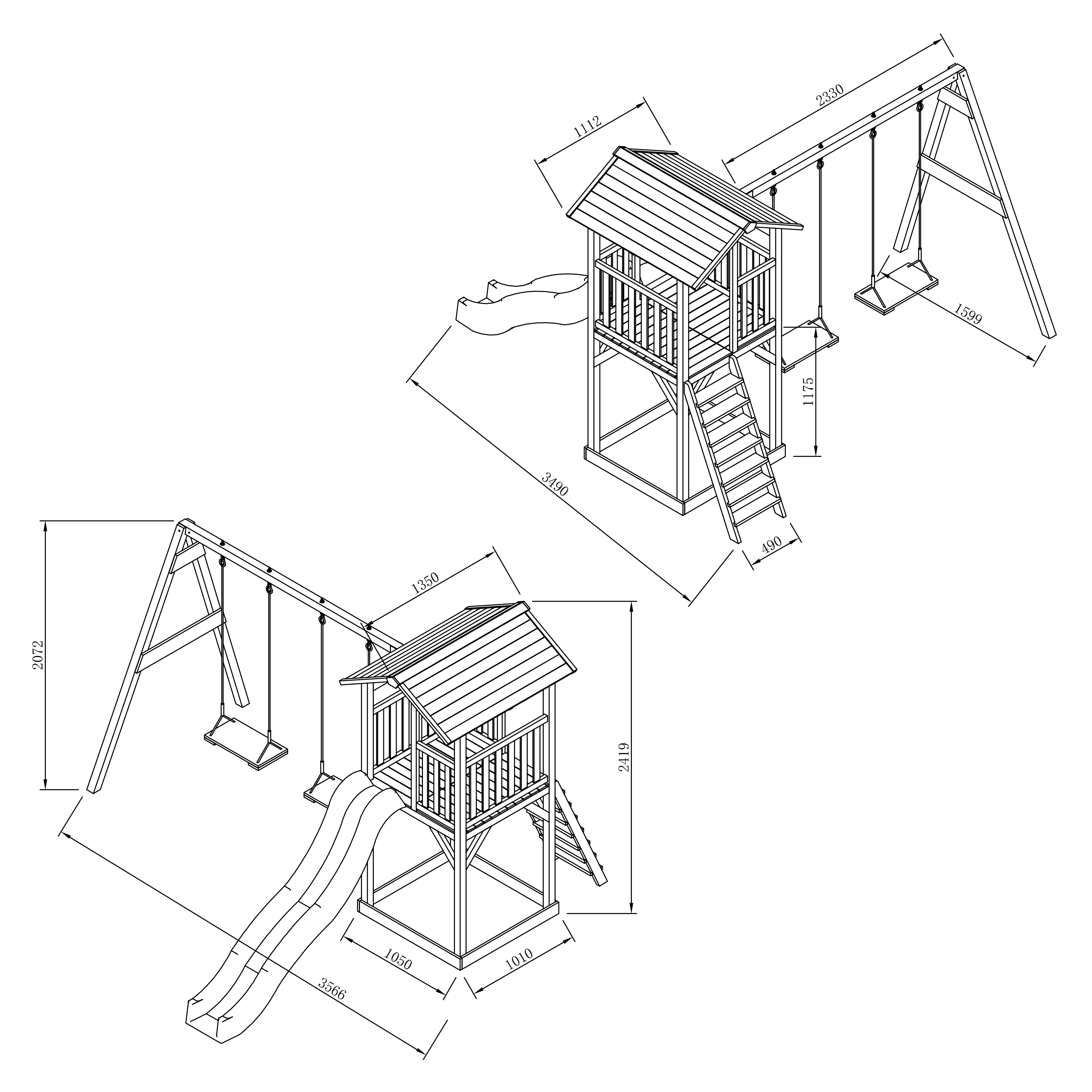 AXI Beach Tower with Double Swing Set Brown - Red Slide