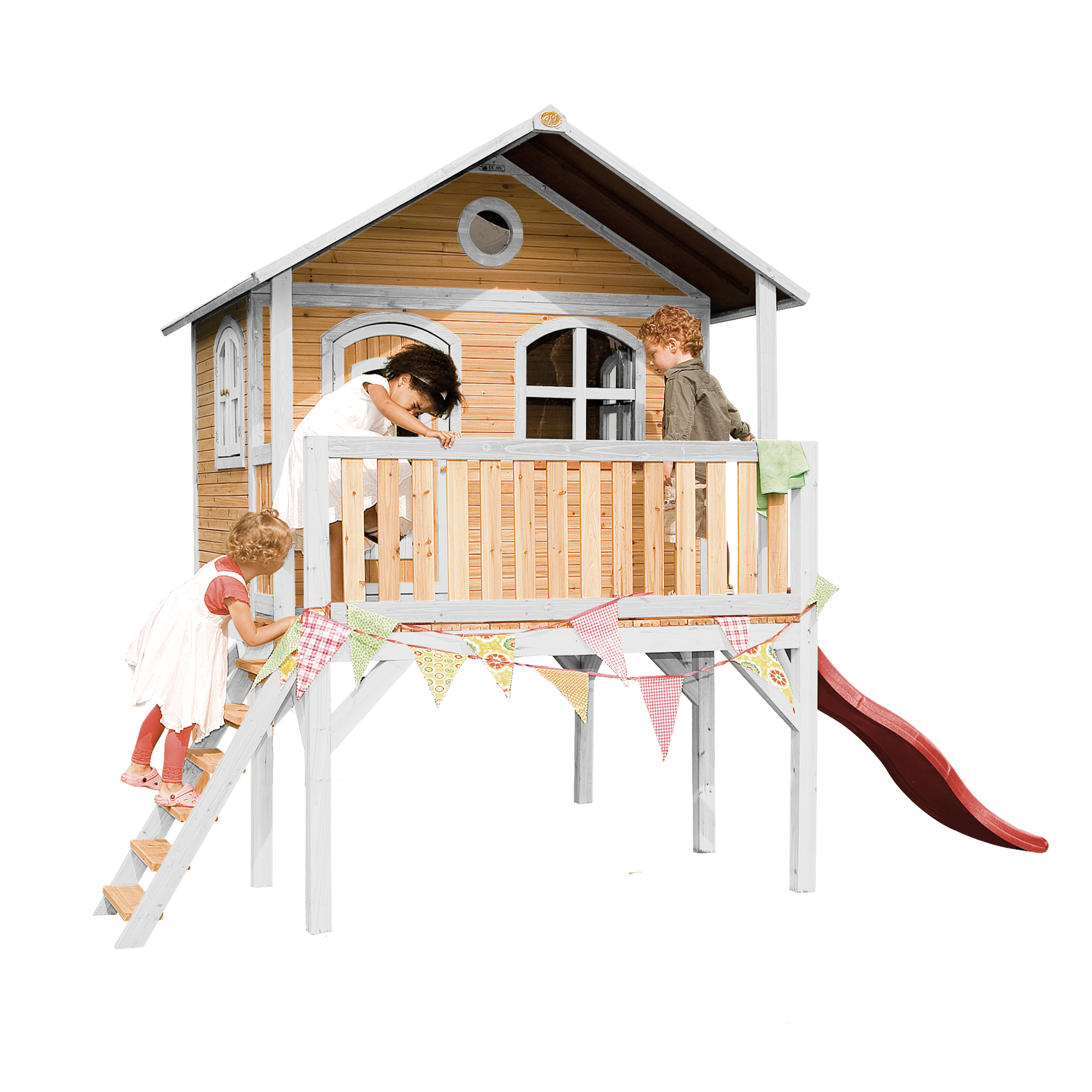 AXI Sophie Playhouse Brown/White - Red Slide