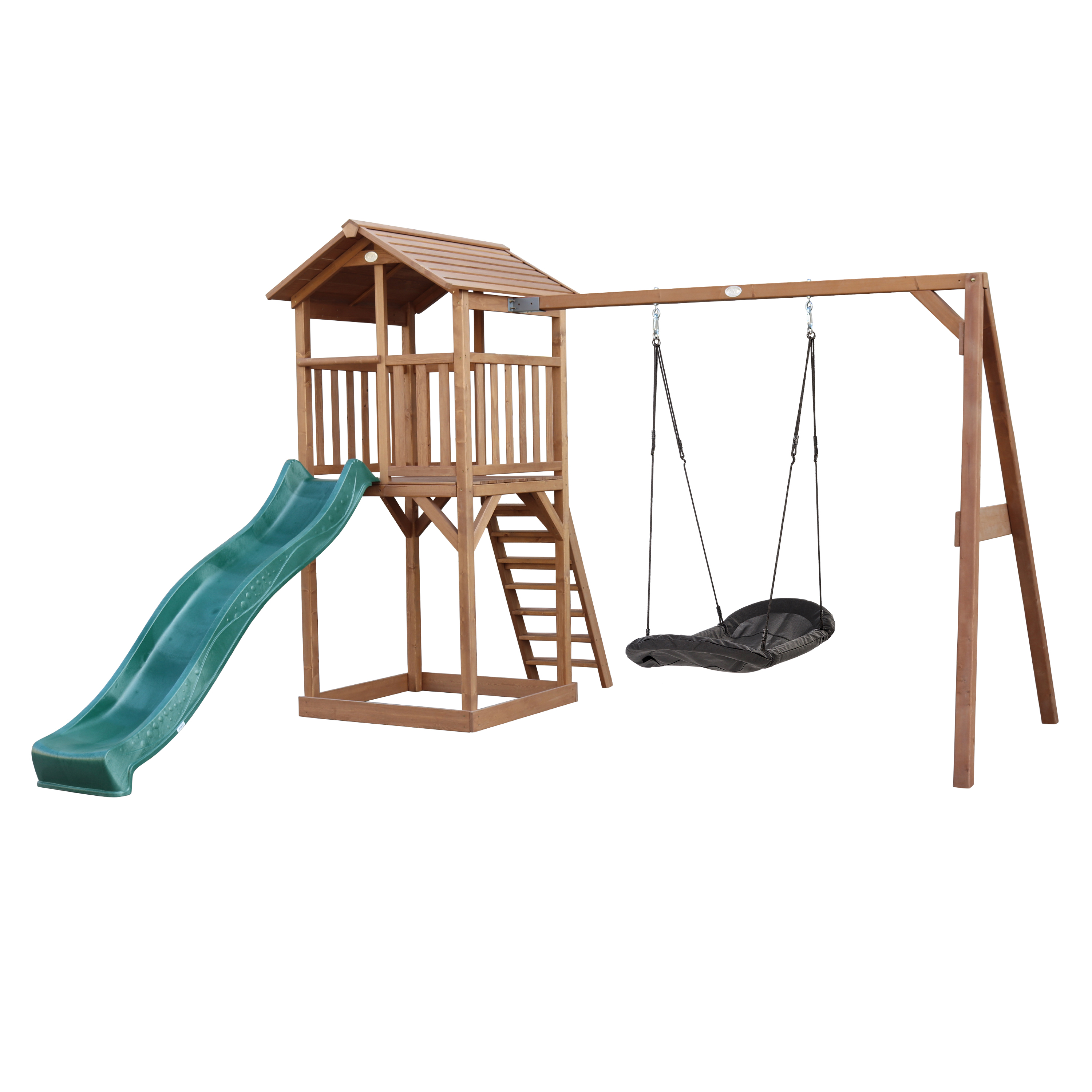 AXI Beach Tower with Roxy Nest Swing Set Brown - Green Slide