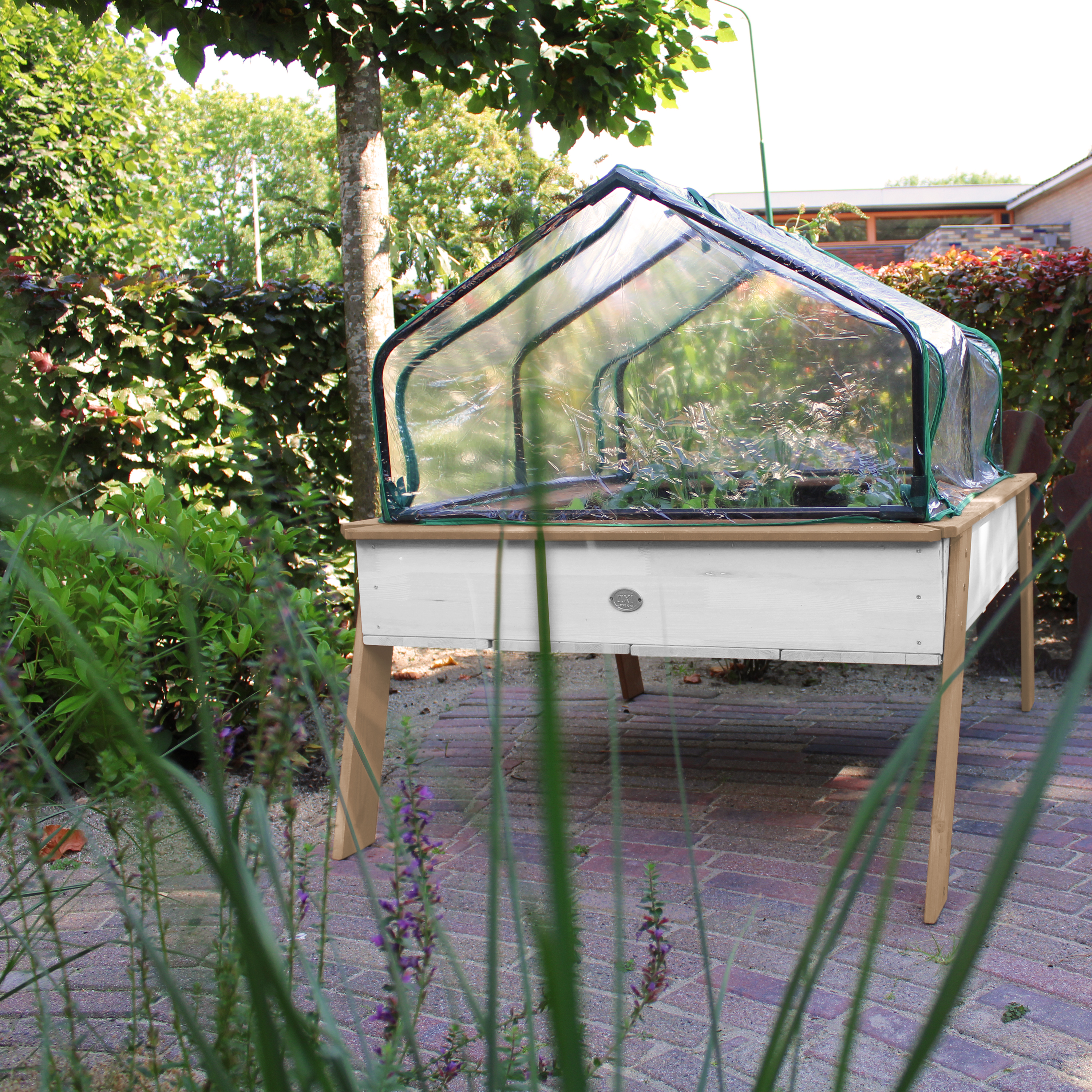 AXI Linda Gardening Table with Greenhouse - Brown/White