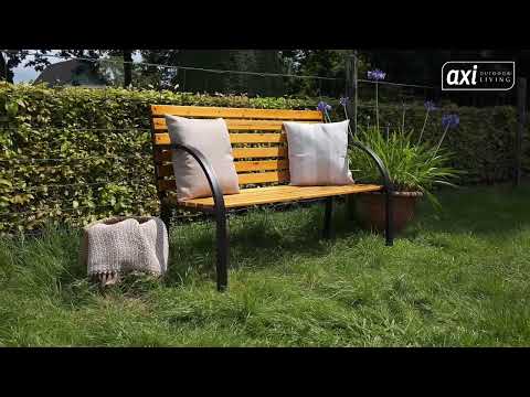 AXI Otis Banco de jardín de madera con estructura de acero negro mate