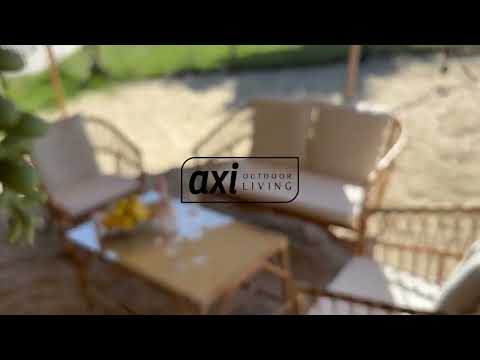AXI Conjunto de salón Mary de ratán de 4 piezas con sofá, mesa y 2 sillas Natural/blanco