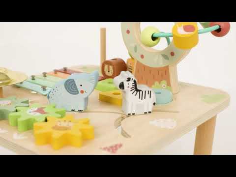 Tooky Toy Mesa de juegos de madera con xilófono y animales