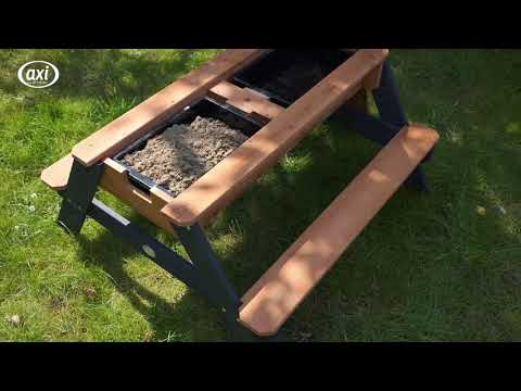 Mesa de picnic AXI Nick Arena y agua Antracita/marrón - Sombrilla Azul/blanca