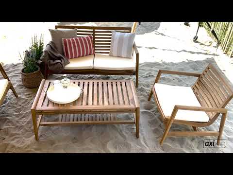 AXI June Conjunto de salón de 4 piezas con sofá, mesa y 2 sillas Teca/crema